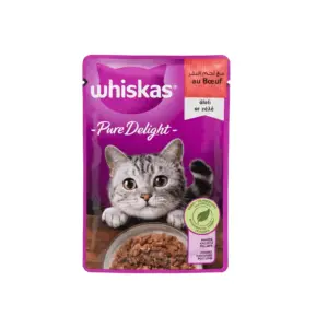 Whiskas Pure Delight — Pochon Effilés en gelée au Bœuf 85G