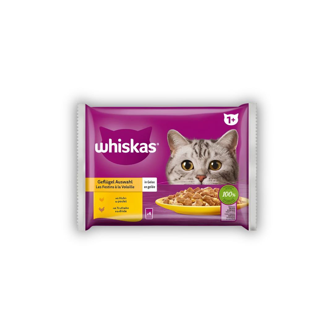 Whiskas Pouchon pour Chat Adulte – Dinde et Poulet – 4 x 85g