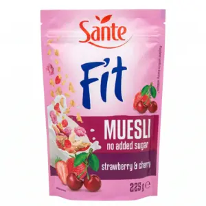 Céréales Muesli Fit aux Fraises et Cerises Sans Sucre Ajouté  Santé 225G