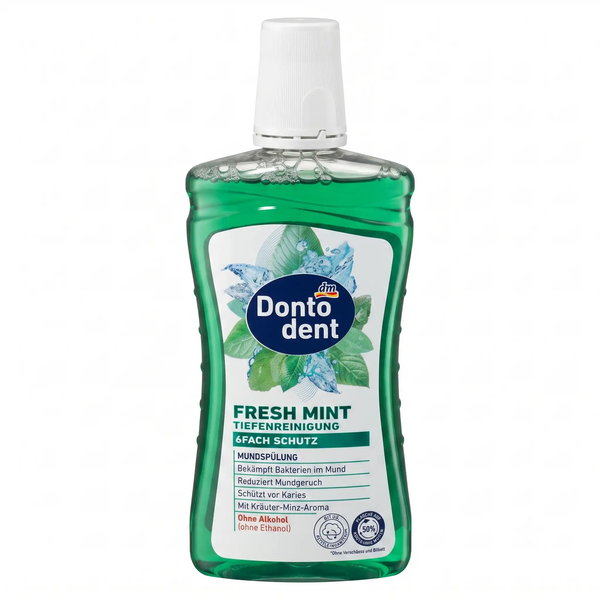 Dontodent Bain de Bouche Antibactérienne Sans Alcool D'herbes Médicinales Fraîcheur Herbes 500ml
