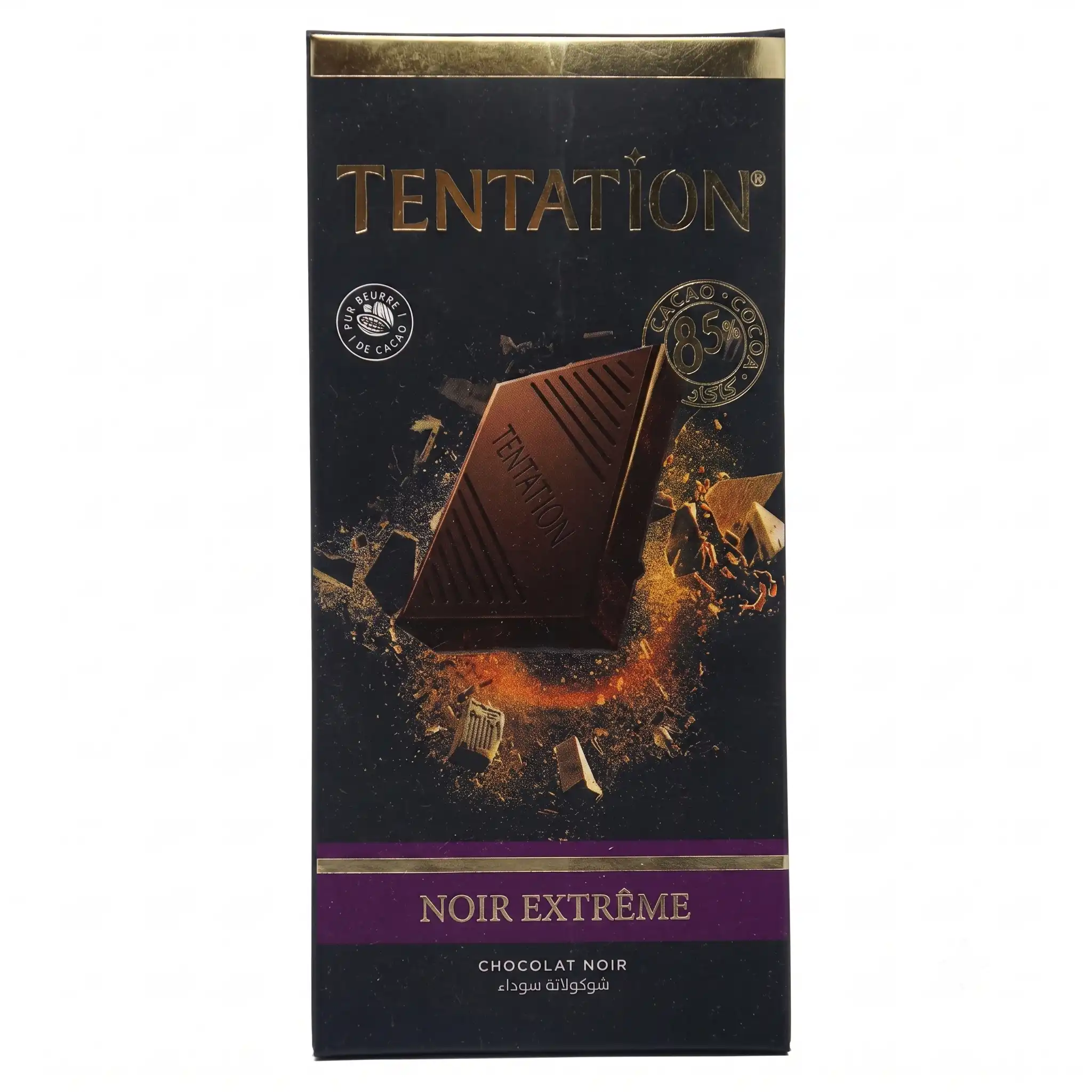 tablette de chocolat Tentation Noir Extrême 85% Cacao