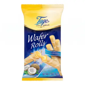 Tago Wafer Rolls with coconut flavour cream