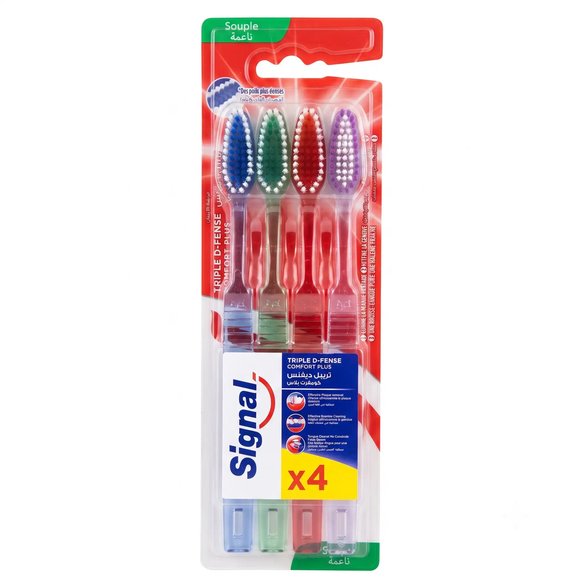 brosses à dents Signal Triple D-Fense Comfort Plus X4
