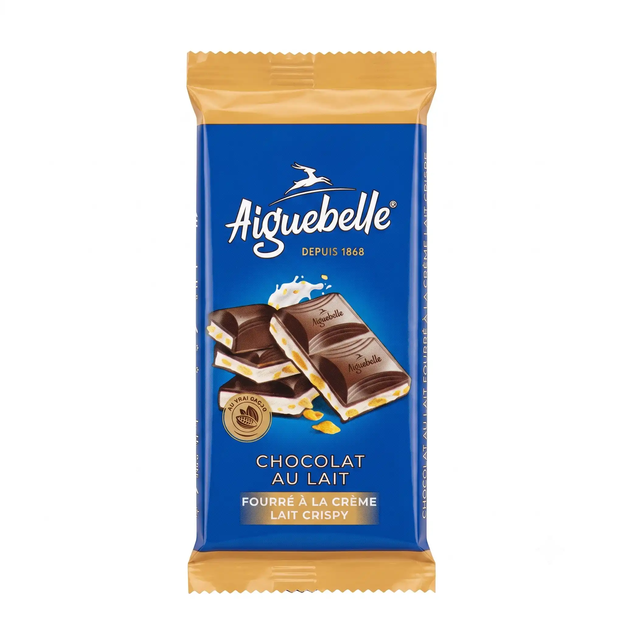 tablette de Chocolat au lait fourré à la crème lait crispy