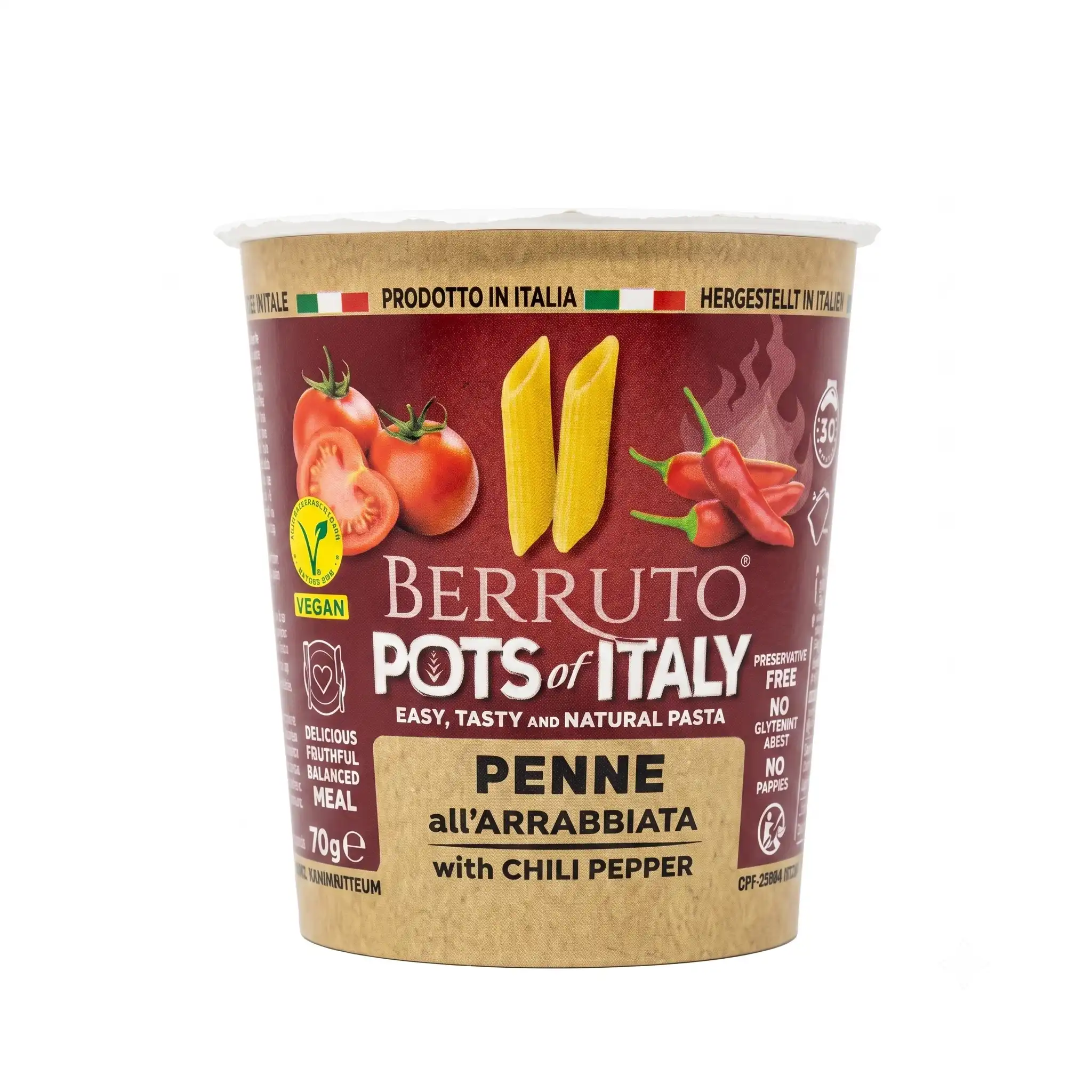 Berruto Pots of Italy - Penne all'Arrabbiata au piment.
