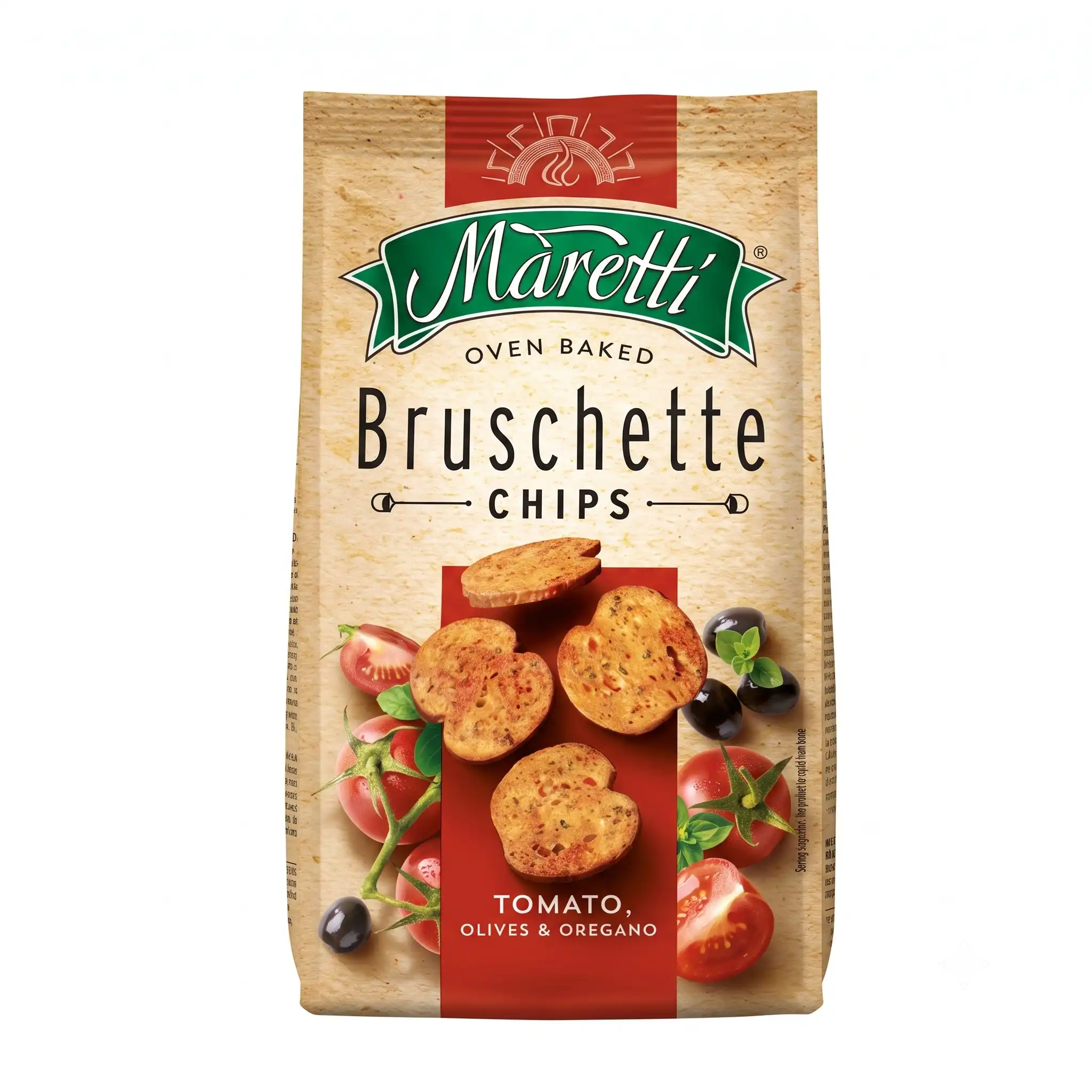 Bruschette Chips Tomato, Olives & Oregano – Maretti – 70g