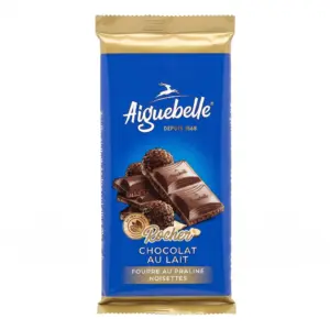 tablette de chocolat au lait Rocher fourré au praliné noisettes Aiguebelle