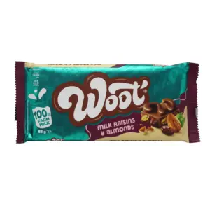 Chocolat au lait aux raisins secs et amandes