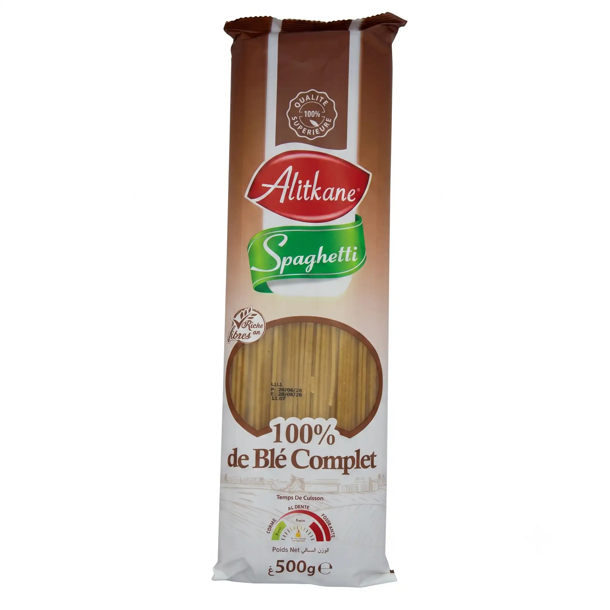 Alitkane Spaghetti 100% de Blé Complet 500G
