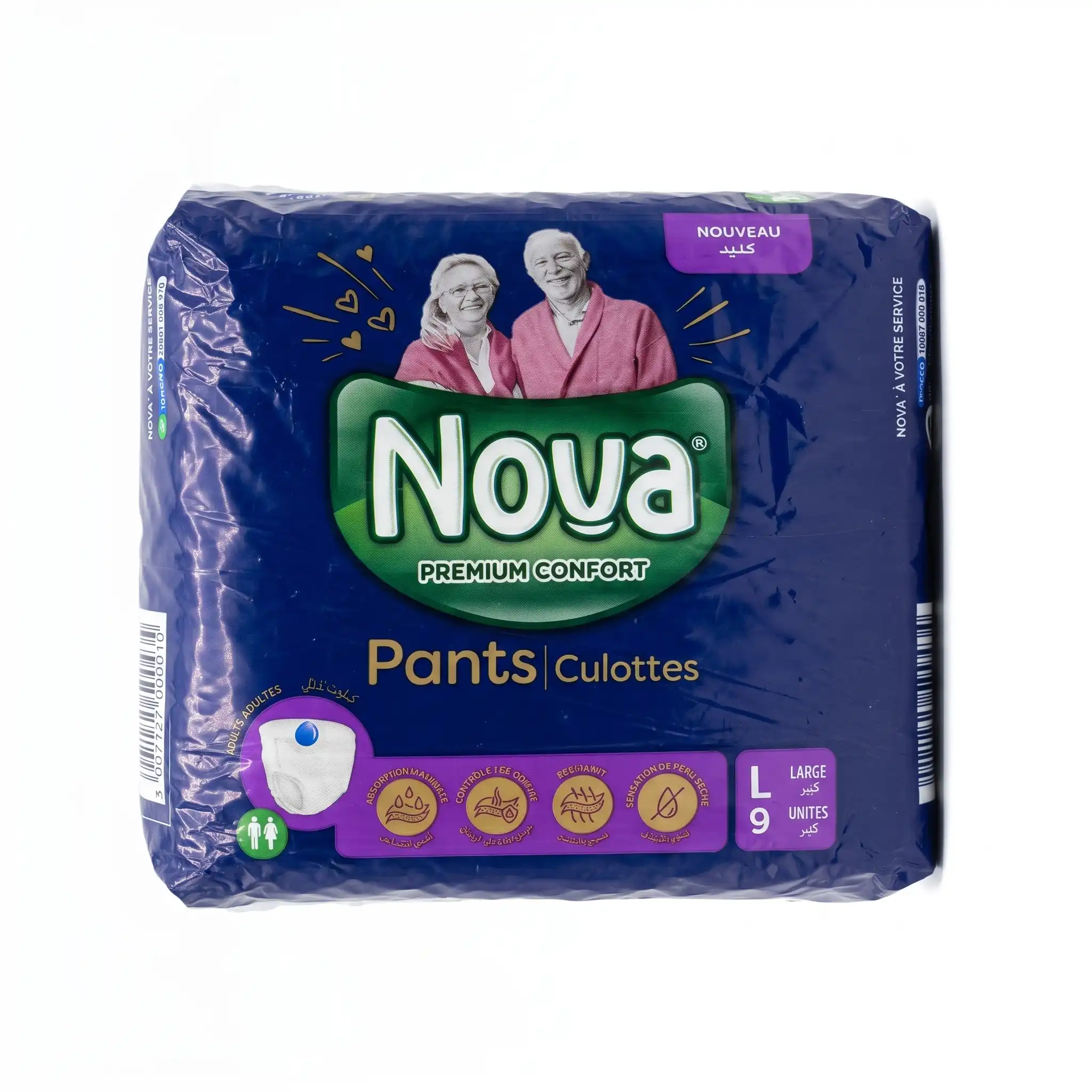 Nova Premium Confort Pants / Culottes (Taille L / Large, 9 Unités).